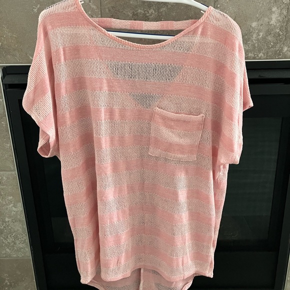 🎉HP🎉 NWT CY fashion boutique brand pink striped top size large - Picture 2 of 5
